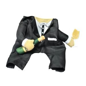 Frisco Black & White Front Walking Tux Tuxedo Carrying Champagne Glass Dog Suit